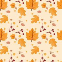 Seamless background with pattern of autumn leaves, vector illustration concept of fall, for wallpaper, textile, fabric pattern, carpet, or apparel.