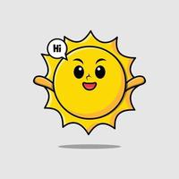 Cute cartoon sun character with happy expression vector