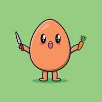 Cute cartoon brown cute egg character with happy expression in modern style design vector