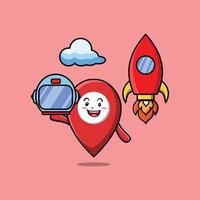 Cute mascot cartoon Pin location as astronaut vector