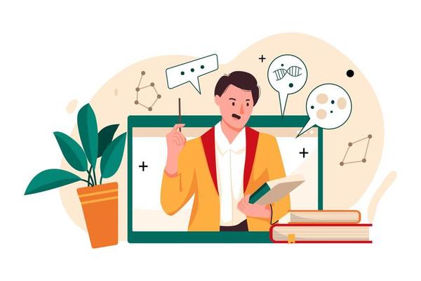 Teacher teaching remotely