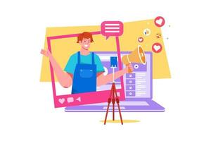 Blogger creating content vector