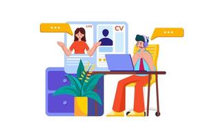 entrevista de trabajo online vector