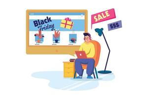 Man buying goods via the internet app vector