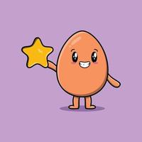 Cute cartoon brown cute egg character with happy expression in modern style design vector