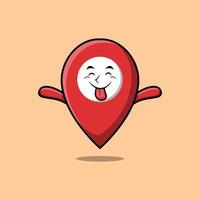 Cute cartoon pin location with flashy expression vector