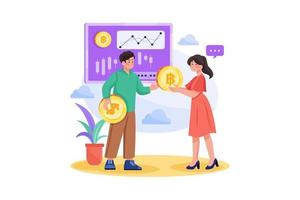 Trading Cryptocurrencies Illustration concept vector