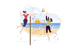 jugadores de voleibol jugando voleibol en el suelo vector