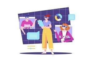Online video meeting in the metaverse Illustration concept. Flat illustration isolated on white background vector