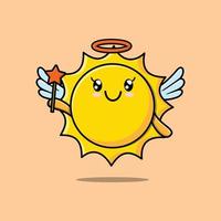 Cute Cartoon sun character in the form of fairy vector