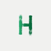 Green H Brushed Letter Logo. Brush Letters design with Brush stroke design. free vector