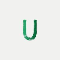 Green U Brushed Letter Logo. Brush Letters design with Brush stroke design. free vector