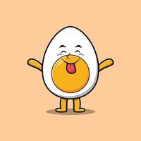 Cute cartoon boiled egg character with happy expression in modern style design vector