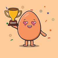 Cute cartoon brown cute egg character with happy expression in modern style design vector