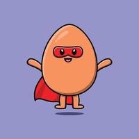 Cute brown cute egg superhero character vector