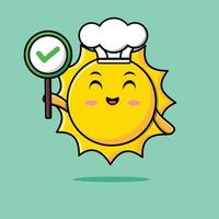 Cute cartoon sun character with happy expression in modern style design vector