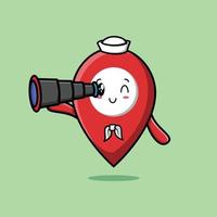 Cute cartoon pin location sailor with binocular vector