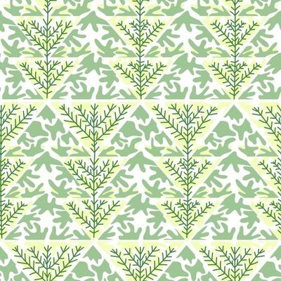 Seamless pattern with xmas tree. Mint triangles and twigs on the abstract tileable pattern. Vector illustration for textile or surface print