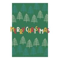 Merry Xmas quote with christmas tree and gift. Design element for congratulation card, banner or flyer. Vector illustration