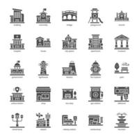 paquete de iconos de elementos de la ciudad para el diseño de su sitio web, logotipo, aplicación, ui. diseño de glifo de icono de elemento de ciudad. ilustración de gráficos vectoriales y trazo editable. vector