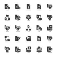 paquete de iconos de archivos y carpetas para el diseño de su sitio web, logotipo, aplicación, interfaz de usuario. diseño de glifo de icono de archivo y carpeta. ilustración de gráficos vectoriales y trazo editable. vector