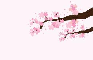 ramas del árbol rosa sakura decoradas con fondo claro, aisladas con fondo, vector de ilustración de flores de primavera