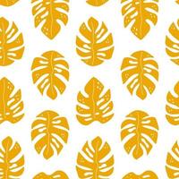 Tropical seamless pattern with yellow playful palm leaves. Modern abstract design for paper, cover, fabric, interior decor and other users. vector