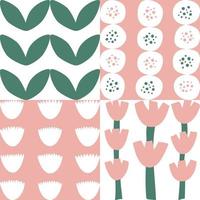 Mid-century modern 60's and 70's style vector seamless pattern - retro minimalist geometric textile or fabric print with flowers.
