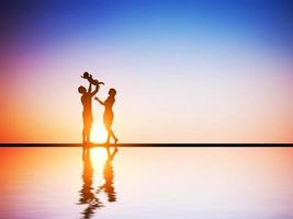 Happy family together, parents celebrating their little child photo