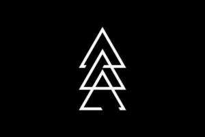 Sacred Triangles, triangle logo template. Past, present, future. Minimal geometry, ancient mystical sign. White tattoo icon, vector isolated on black background