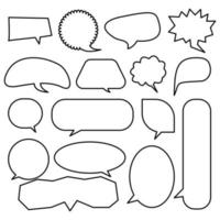 conjunto de burbujas de habla blanca, burbujas vacías con bordes negros, hablar y hablar, comunicación y diálogo, ilustraciones vectoriales. vector