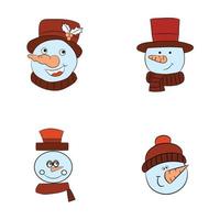 conjunto de muñeco de nieve con sombreros de santa. vector