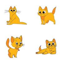 Set of cat illustrations. Variety breeds cats in different poses sitting, standing, stretching, playing, lying. For the veterinary clinic, pet shop advertising. Collection of kittens. vector