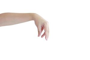 Hand pose like picking something isolated on white photo