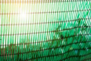 Green Shading Net for protect sun light with tree leaves shadow photo