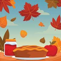 Apple Pie Below Fallen Leaves vector