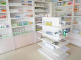 blur shelves of drugs in the pharmacy photo