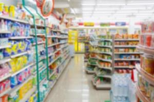 blur supermarket convenience store aisle for background photo