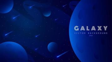 Horizontal space background with abstract shape and planets. Web design. Space exploring. Vector illustration of galaxy. Concept of web banner.