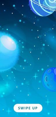Stories template. Space background with cartoon fantasy planets. Mobile backdrop. Space background. Fantasy planets. Colorful universe. Game design. Fantasy space planets for ui galaxy game.