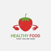 Vector Design Logo of a Healthy Food Concept With a Strawberry Icon