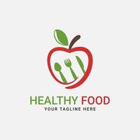 logotipo de diseño vectorial de un concepto de comida sana con un icono de manzana
