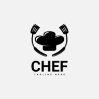 diseño vectorial de un logotipo de chef negro, adecuado para aquellos a los que les gusta cocinar vector