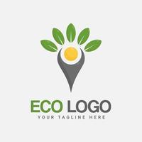 diseño de logotipo de hoja verde natural, vector de icono orgánico respetuoso con el medio ambiente