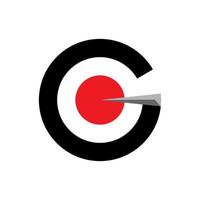 G target logo. Initials G combined with the target board right in the middle of the target. vector