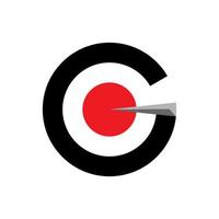 G target logo. Initials G combined with the target board right in the middle of the target. vector