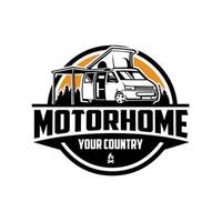 Motorhome camper van emblem circle logo label vector