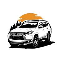 Japanese Adventure SUV Overland Vector Illustration Isolated on White Background
