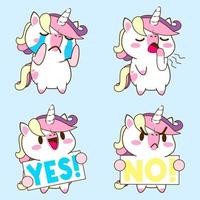 cute unicorn doodle sticker, unicorn illustration vector