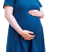 Asian pregnant woman isolated on white background photo